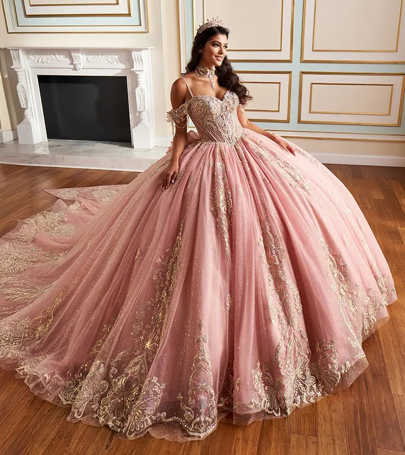 Model wearing a quinceanera dress by Princesa by Ariana Vara, desktop